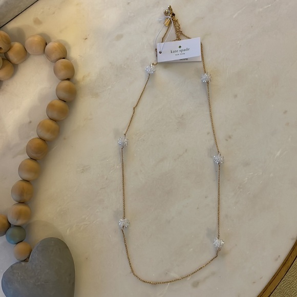 Kate Spade NY never worn gold necklace with 6 clear charms - Picture 3 of 6